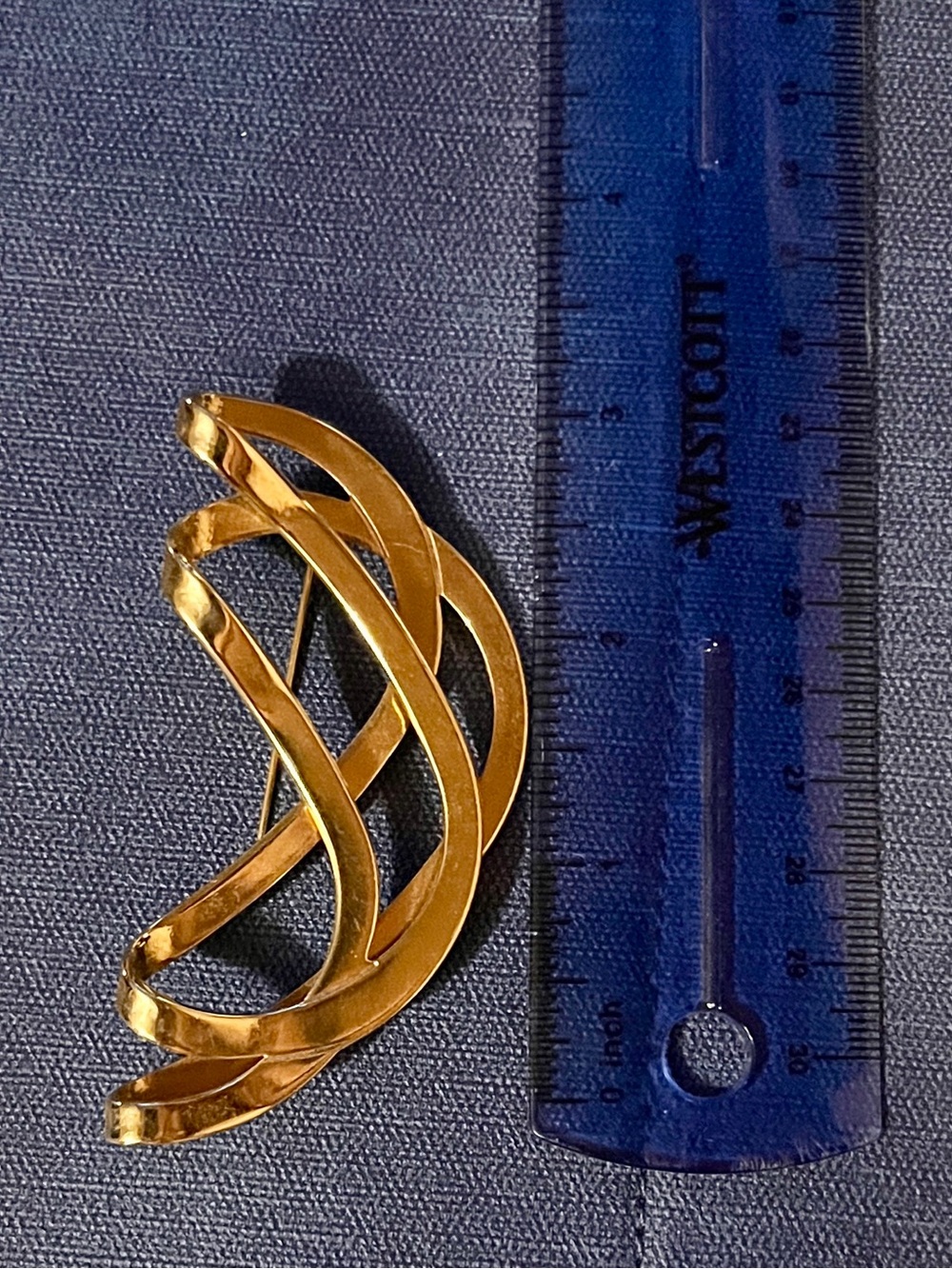 3” Gold Tone Abstract Wave Brooch